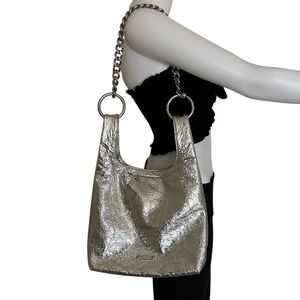 Rebecca Minkoff Karlie Silver Metallic foil chain shopper bag